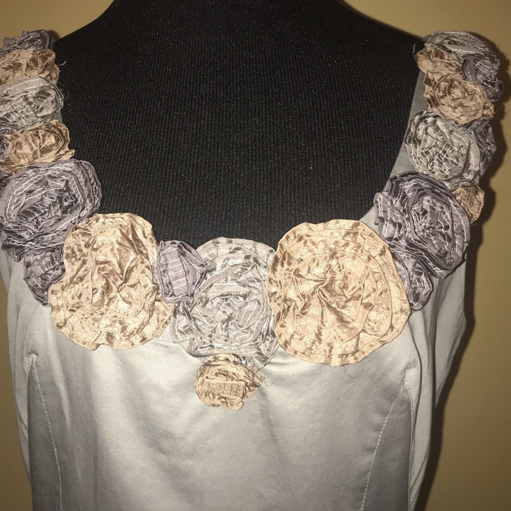 Anthropologie Baraschi  Gray Floral Dress Size 6 - Picture 4 of 9